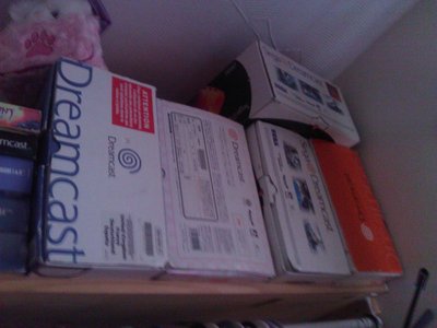 Some of the hardware I have, there's a Hello Kitty Pink, PAL version 2, brand new USA version 1, USA official clear casing &amp; NTSC J